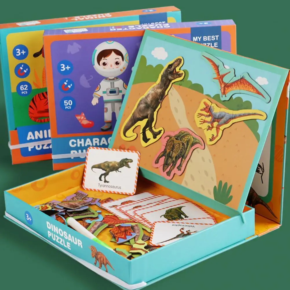 

1 Set Magnet Kids Puzzle Educational Interactive Easy-assembled Magnet Dress up Kids Animal Puzzle Wooden Toy for Kindergarten