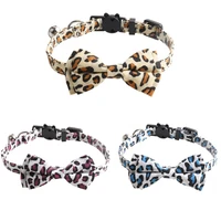 breakaway cat collar with bow tie and bell cute leopard pattern dog safety kitty collars soft adjustable pet bowties for dogs