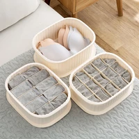 simple compartment underwear storage box wardrobe organizer underwear socks bra storage box with cover dust 11015 grid
