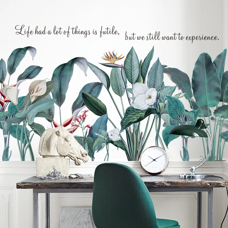 Ins скандинавские растения зеленые листья наклейки на стену гостиная спальня