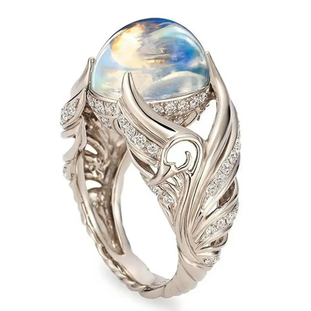 Женское кольцо с имитацией лунного камня ювелирные изделия из подарок на свадьбу