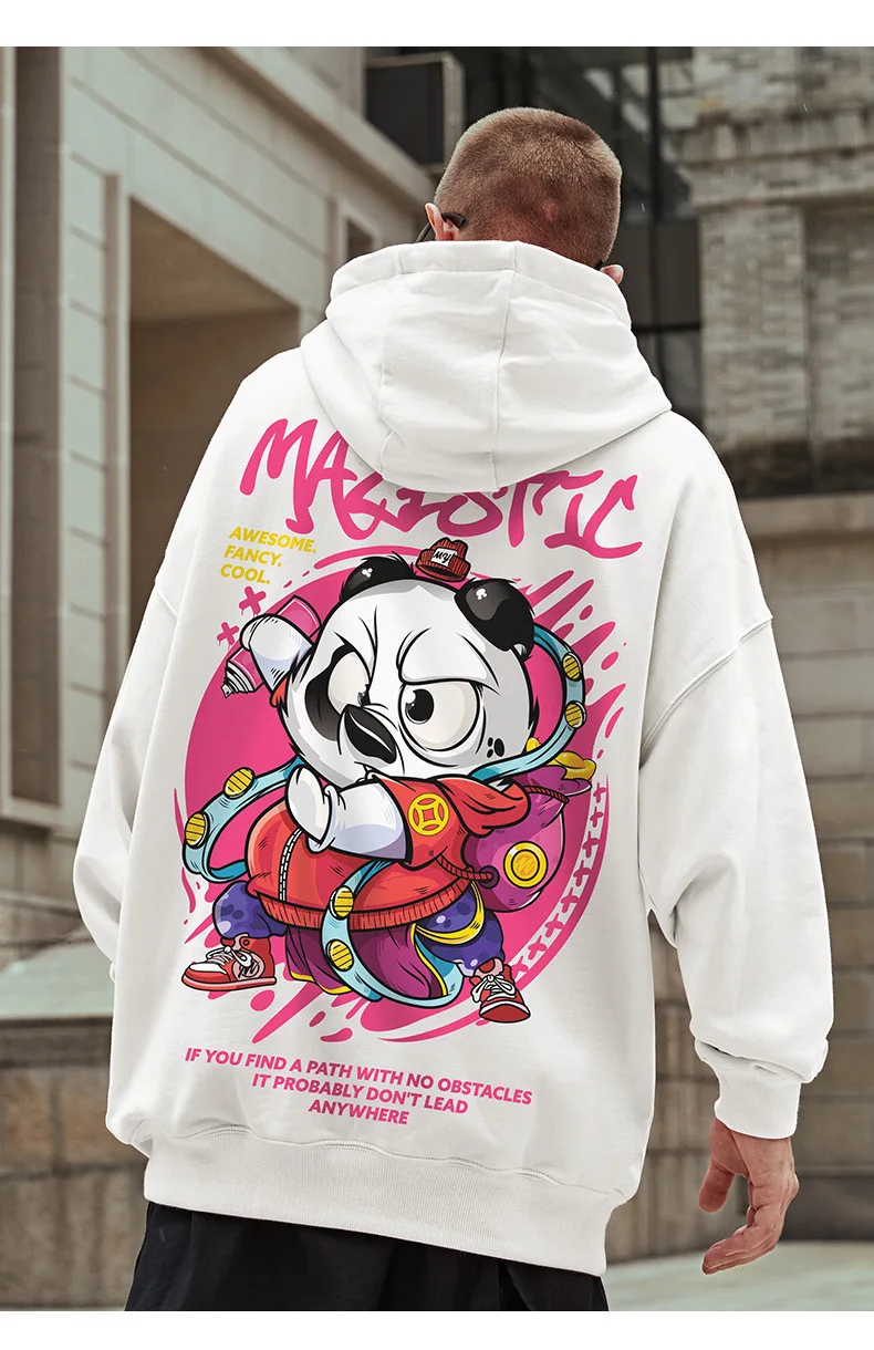 

Panda Sweater Brand Chinese Style Street Fleece-Lined Hip Hop Men's Fashion Fat Oversize Hooded plus Size Couple Pullover