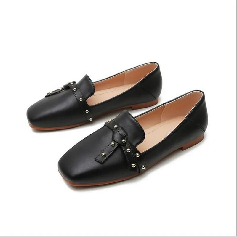 2021 Spring Summer Women Flat Shoes Women Fashion Loafers rivet belt buckle square head Boat Shoes Casual Free Shipping