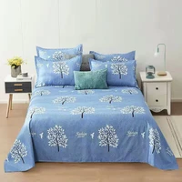 blue color bedding sheet 3 pcs king size bed sheet set for queen bed sheets letter printed flat sheet with pillowcase