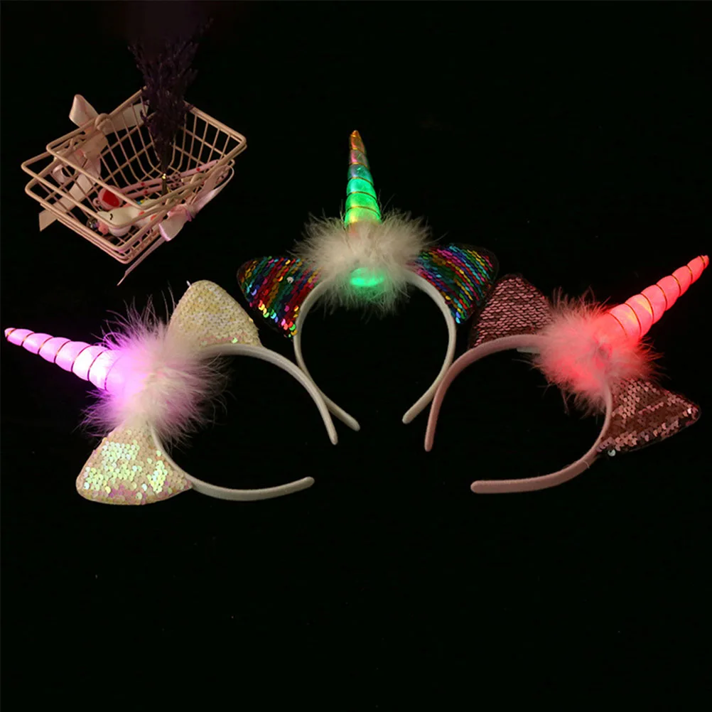 

3Pcs Dream Luminous Unicorn Children's Party Headbands Hair Accessories
