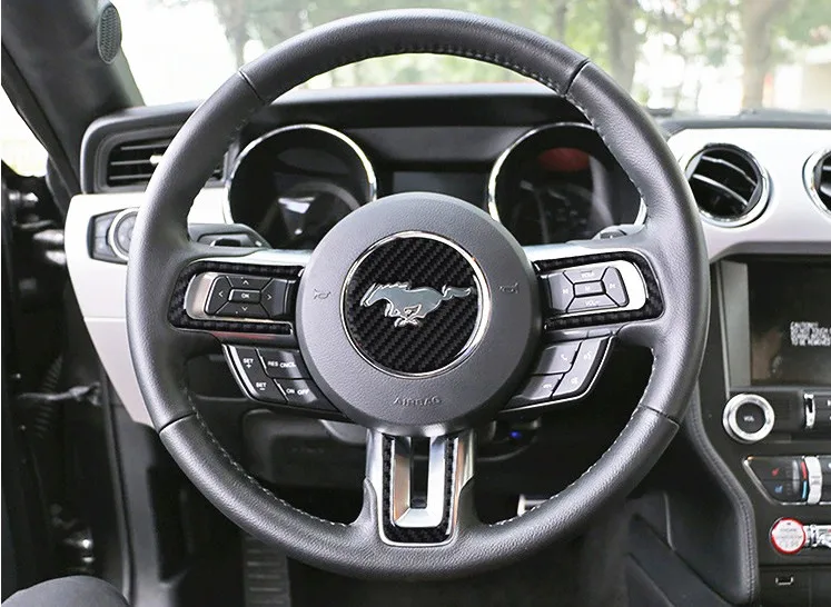Для Ford Mustang углеродное волокно эмблема рулевого колеса 3D наклейки для автомобиля