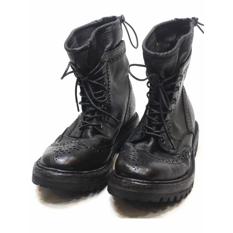 Индивидуальная обувь ручной работы мужские черные Винтажные ботинки броги