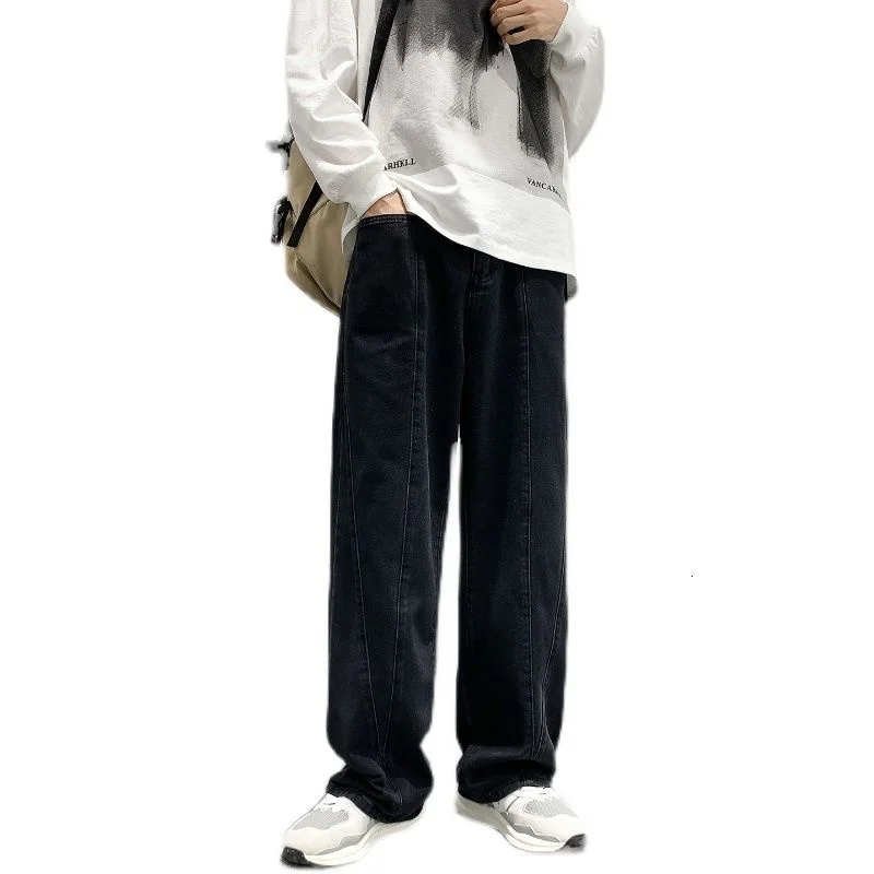 Jeans Men's Straight Denim Wide Leg Pants Solid Color In The Waist Loose Streetwear Sport Youth Pop Free Shipping Direct Selling