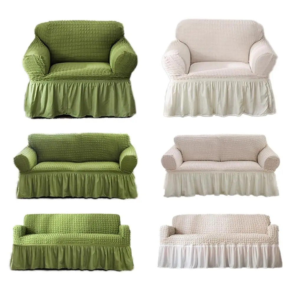 

Elastic Sofa Cover 3D Woven Plaid Slipcover Universal Furniture Covers With Elegant Skirt Living Room Wear-resistant Couch Sofa