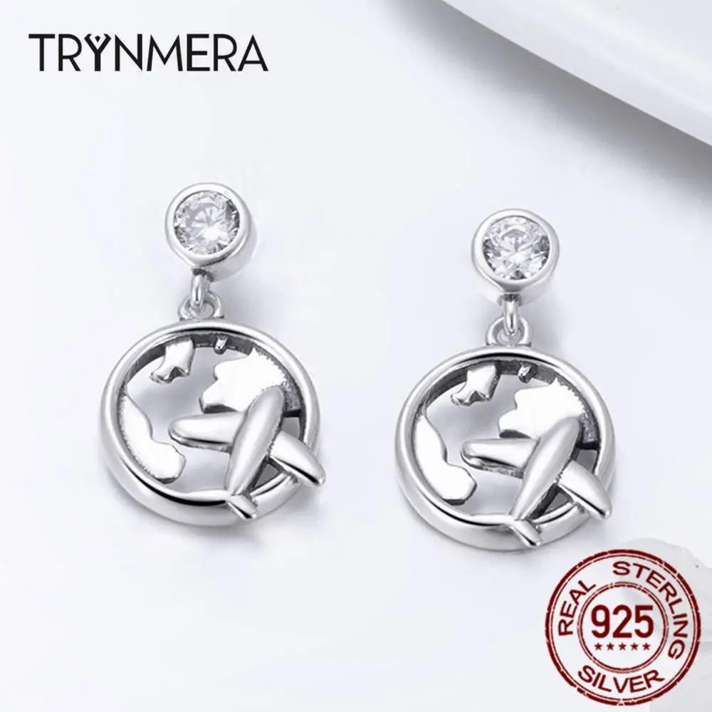 Trynmera женские серьги пусеты из серебра 925 пробы путешествие самолет