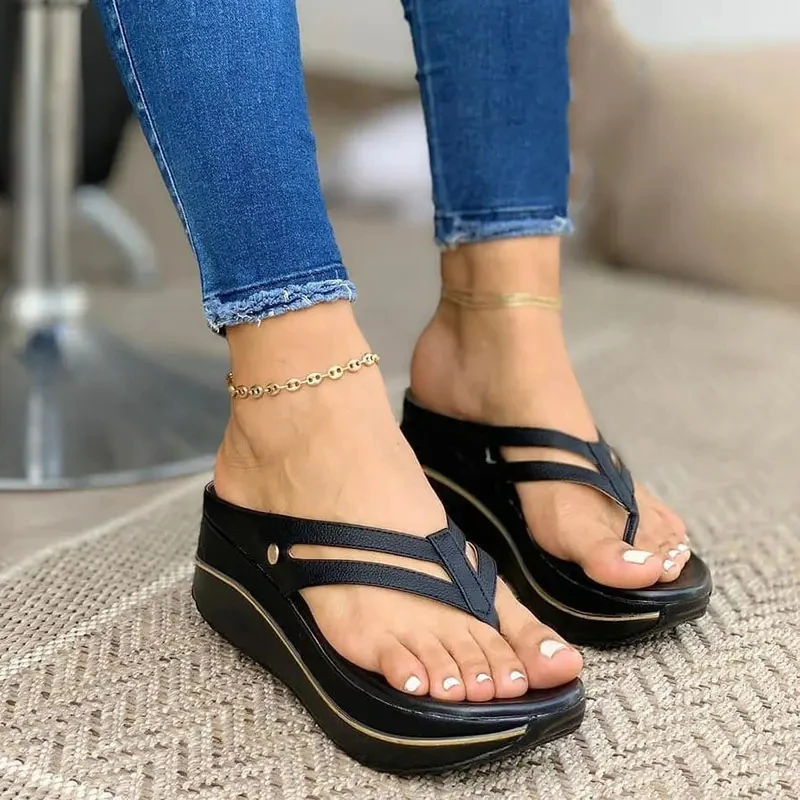 2021 Summer New Sandals Women Wedges Slip Flip Flops Beach Sandals Shoes Fashionable Casual Sandals Woman Indoor Outdoor Sandals