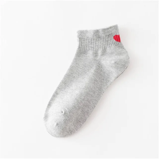 Gray Heel Ankle Новые модные женские носки-трубы средней высоты на каблуке в стиле Харадзюку; милые женские повседневные носки с принтом в виде красного сердца; Meias; обувь для колледжа - Цвет: Gray Heel Ankle