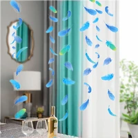 2pcs 2 7meter blue plastic feather romantic party garlands summer bunting banner wedding bohemian girls room hanging decorations