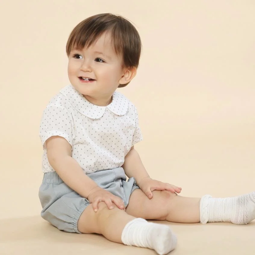 

Детский хлопковый комплект из рубашки и брюк, с коротким рукавом