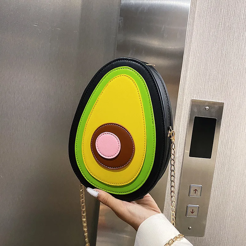 

Avocado Shape Pu Leather Ladies Shoulder Bag 2021 Ins Tote Crossbody Mini Messenger Bag Teenagers Phone Money Pouch Flap Handbag
