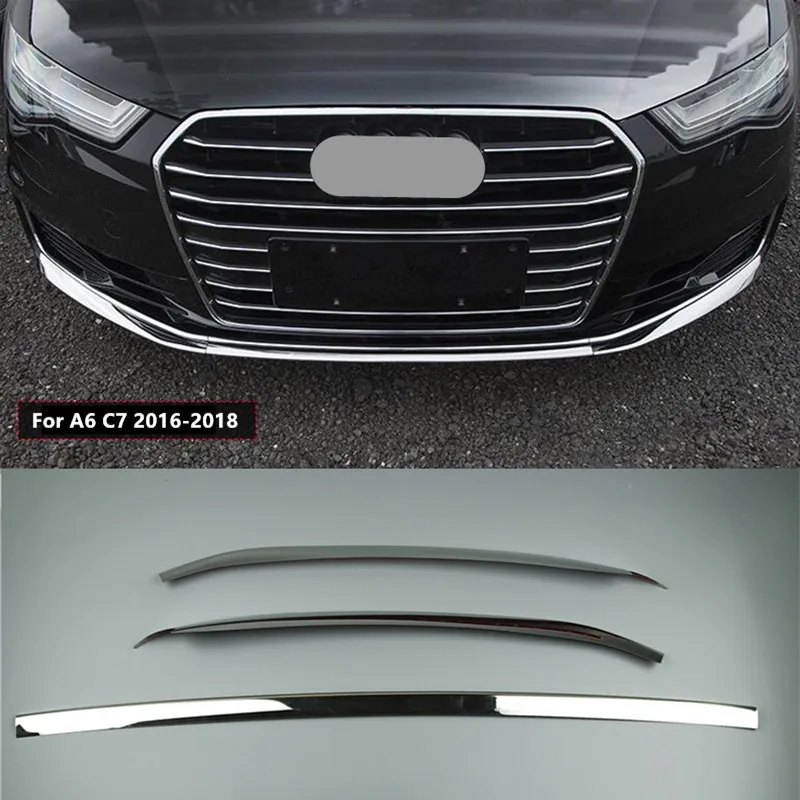 Отделочные полосы для переднего бампера нержавеющая сталь 3 шт. Audi A6 C7 2016 2018