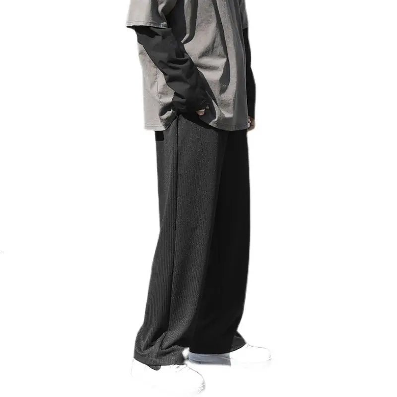 

Spring Summer Wide-leg Pants Men's Fashion Casual Pleated Pants Men Streetwear Loose Hip-hop Straight-leg Pants Mens Trousers