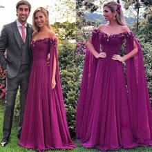 Vestido De fiesta largo para mujer, prenda morada con cremallera en la espalda, flores en 3D, con hombros descubiertos, para fiestas y eventos nocturnos (4)