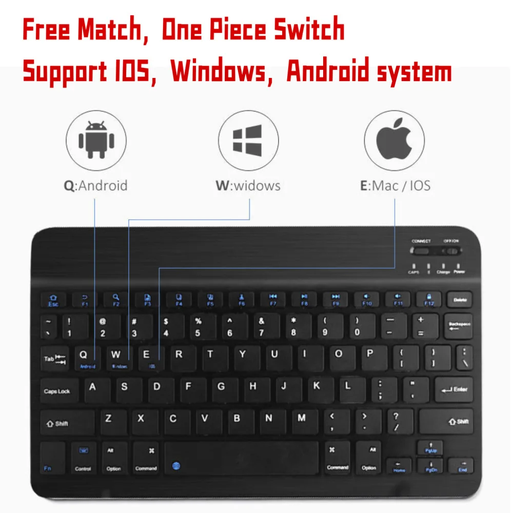 RGB LED Bluetooth Wireless Keyboard Slim for iPhone iPad Android Tablet Windows Rechargeable Portable Travel Keypad | Компьютеры и