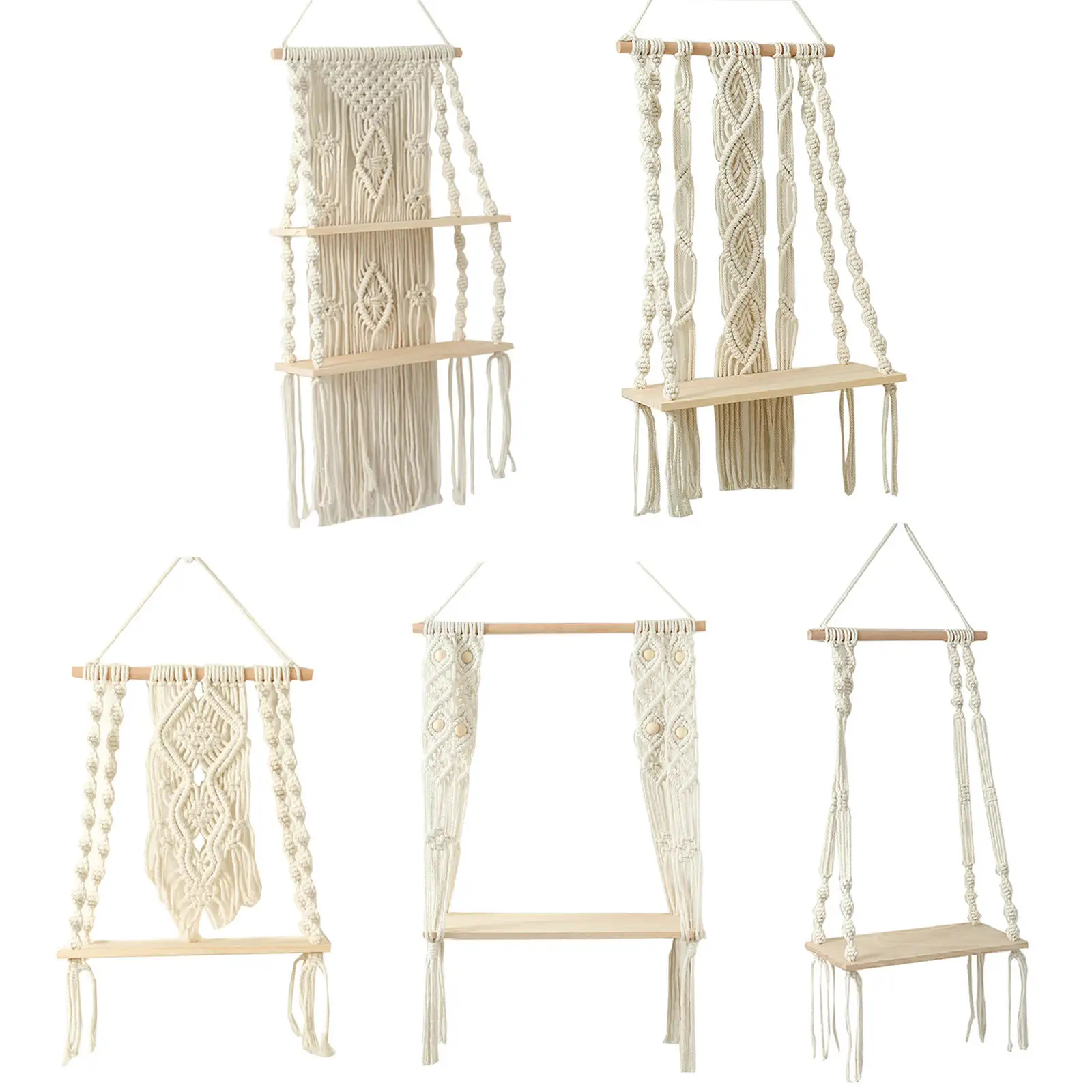 

Макраме в стиле бохо, гобелен с кисточками, настенная подвесная полка, плавающие полки, вешалка для растений для дома, спальни, свадьбы