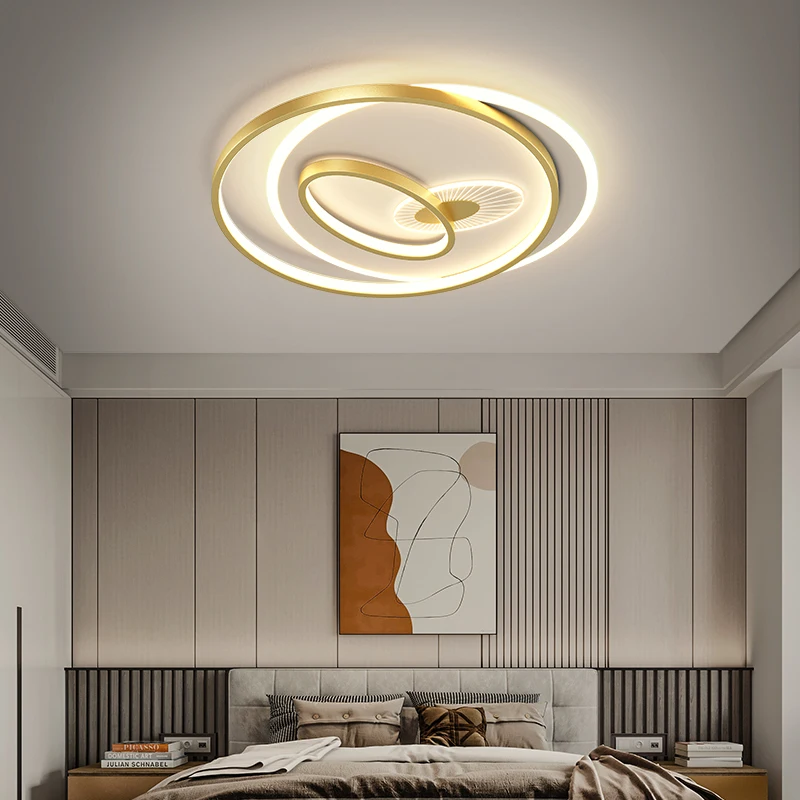 

Modern led Ceiling Chandelier for Living room Bedroom Study room Round Creative Modern Chandelier 90-260V Black gold Finished