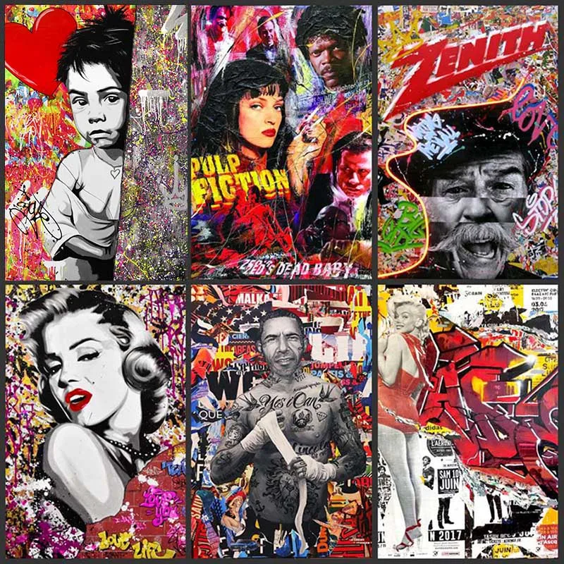 Граффити портрет на холсте Плакаты и печати абстрактный характер холст