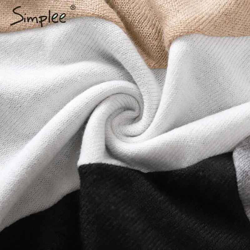 Simplee Casual patchwork pullover sweater Knitted o-neck long sleeve women 2019 England ladies chic warm winter | Женская одежда