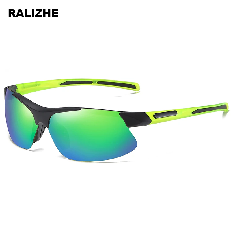 

RALIZHE Brand Sports Polarized Green Sunglasses Men Black Flexible Frame Driving Square Discoloration Sun Glasses Women Goggle