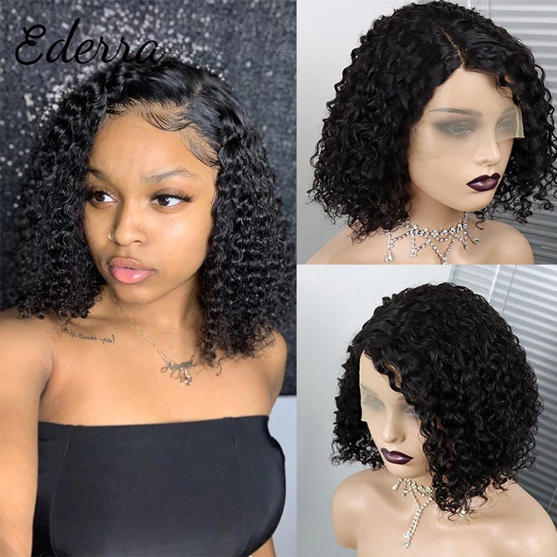 Curly Bob Lace Front Human Hair Wigs With Baby Hair Brazilian 13x4 Lace Closure Wig For Women Deep Wave Wig Pre Pluck