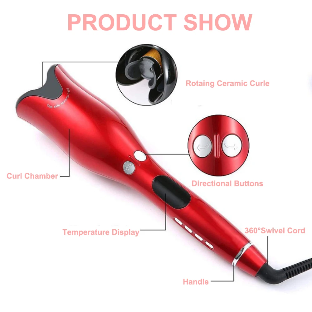 

Automatic Curling Iron Rotating Professional Curler Styling Tools for Curls Waves Ceramic Curly Magic Hair Air Curling Wand