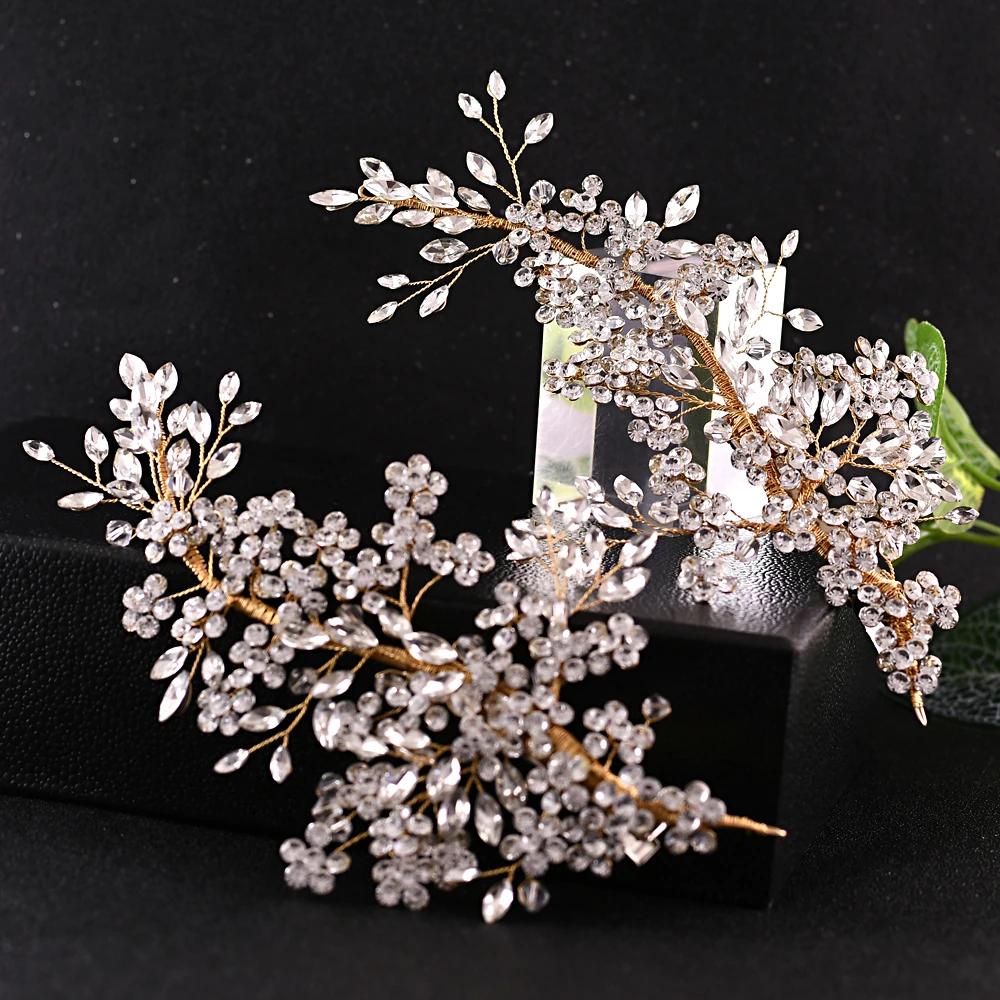 TRiXY роскошные золотые свадебные аксессуары для волос стразы диадема зажим