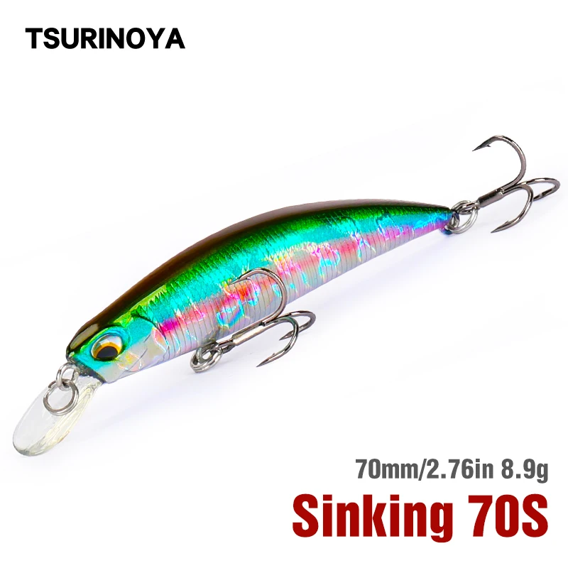TSURINOYA новые рыболовные приманки DW75 Sinking блесна Джеркбейт Wobbler 70S 70 мм Minnow Hard Bait