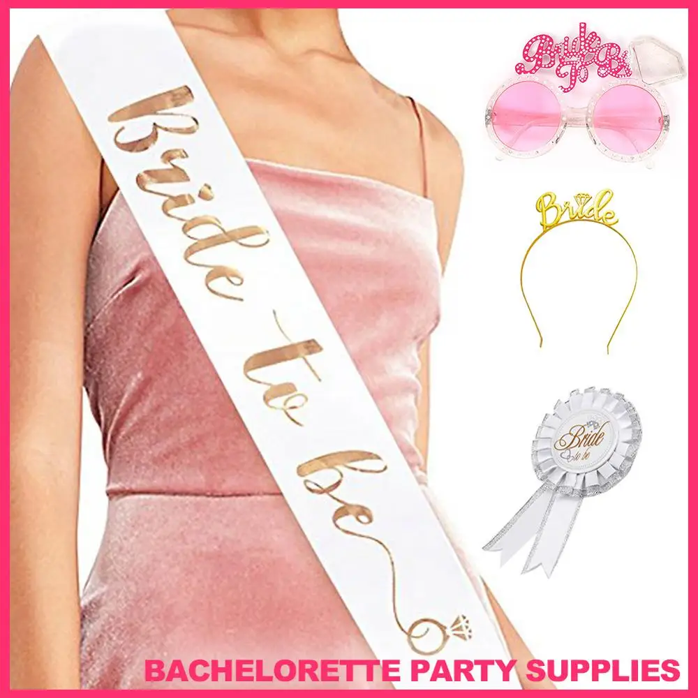 Свадебные украшения розовое золото атласная лента с поясом для девичника