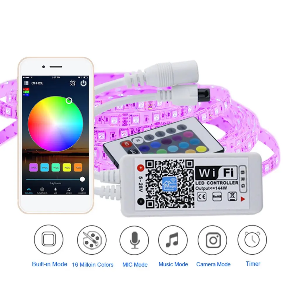Мини Wifi + ИК пульт дистанционного управления 24 клавиши RGB LED контроллер iOS Android