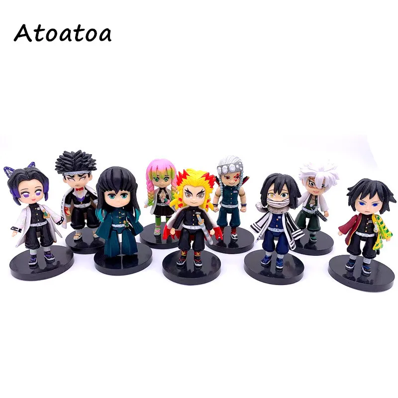 

9Pcs Demon Slayer Anime Kimetsu No Yaiba Figure 8cm Tomioka Giyuu Kochou Shinobu Rengoku Kyoujurou Action Figure Toys