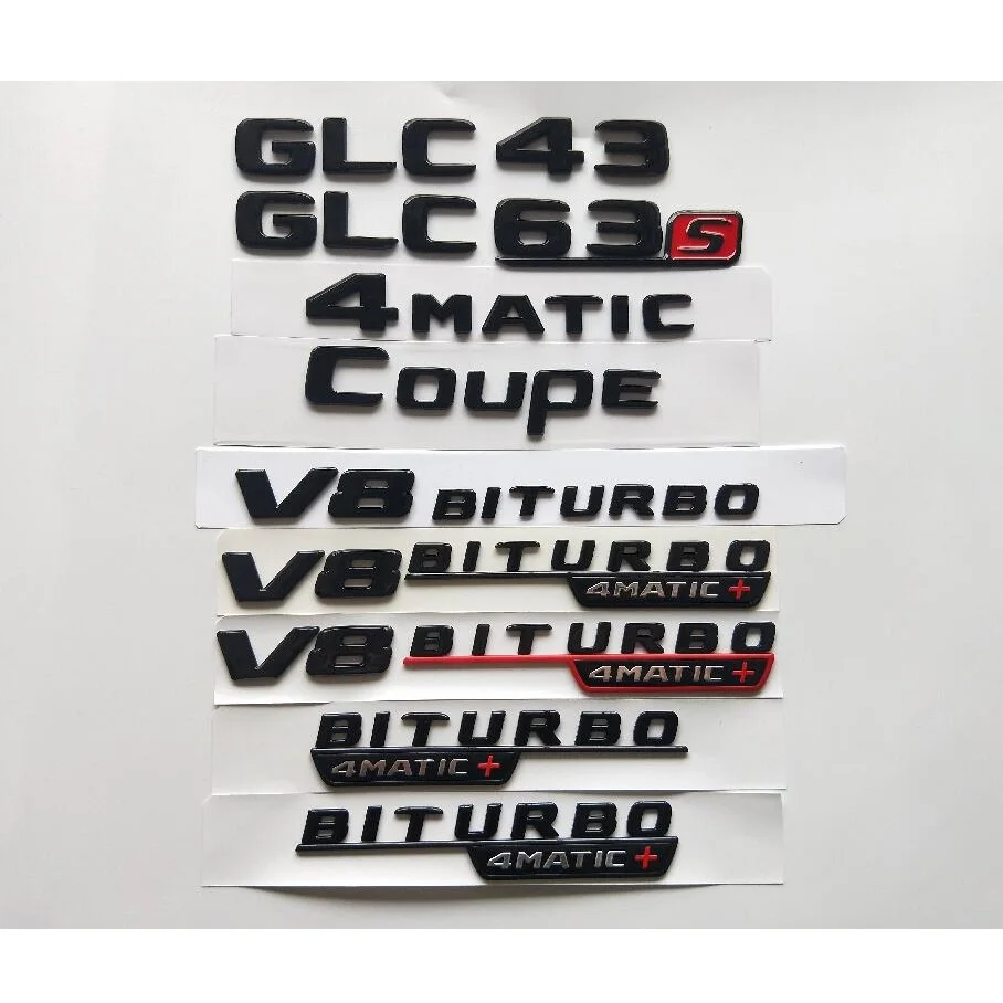 

Gloss Black Letters for Mercedes Benz X253 C253 GLC43 GLC43s GLC63 GLC63s AMG Emblem V8 BITURBO 4MATIC 4MATIC+ Emblems