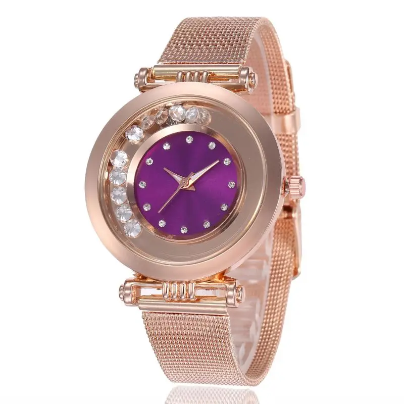 

2020 Top Fashion Rushed Shopee Vibrato Voice Net Belt Beads Ladies Watch Red Diamond Female Student Quartz Watches