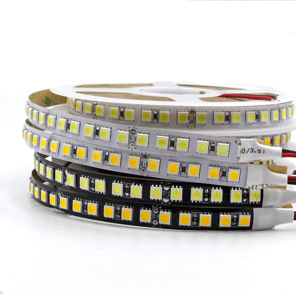 Обновленная версия SMD 5054 Светодиодные ленты задние габаритные огни 12В 5 м 600 светодиодный High Lumen черный PCB светодиодный Диод Светодиодная лента лучше, чем 5050 5630