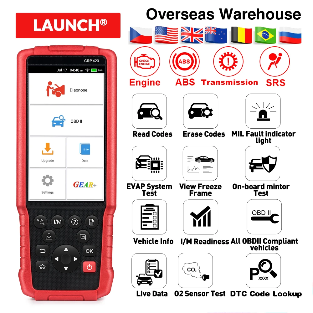 LAUNCH X431 CRP423 OBD2 считыватель кодов Сканер Wifi обновление CRP 423 автоматический obd ii диагностический инструмент мощный, чем CRP123 creader VII