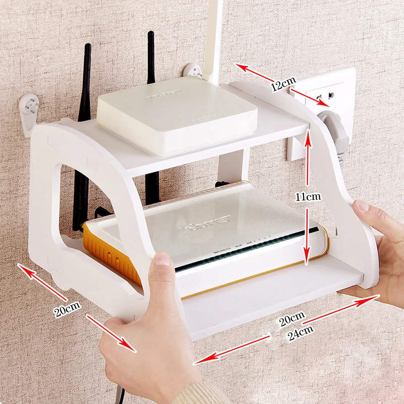 

routers organising frame hollow out double set-top box Router storage rack modeling wall shelf