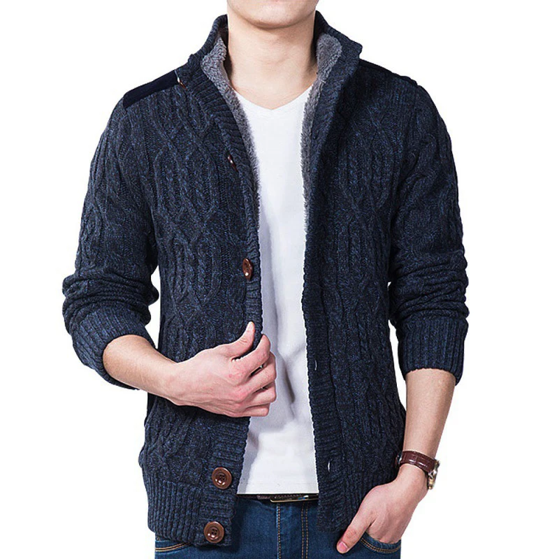AKSR мужской кардиган свитер пальто бархатная подкладка теплая дутая куртка на