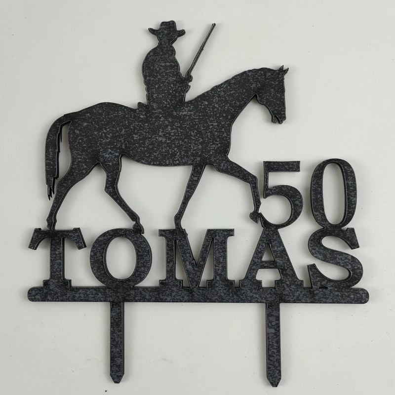 Personalized Hunter Cake Topper Custom Name Age Man Hold Gun Riding Horse Hunt For Birthday Decoration | Дом и сад