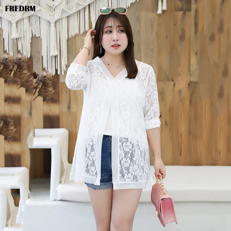 Женский кружевной кардиган с длинным рукавом большого размера| |