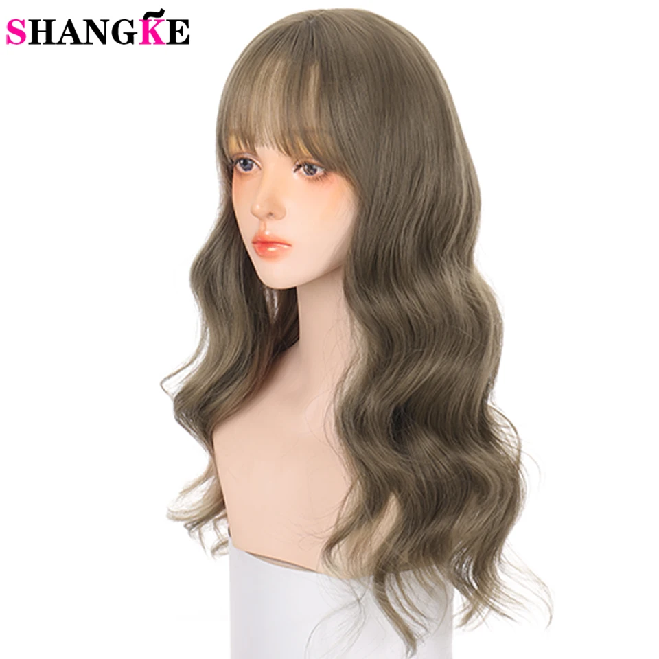 

SHANGKE Synthetic Long Wave Wig With Bangs Heat Resistant Lolita Hair For Women Party/Daily Natural Wigs For Girl Cosplay Wig