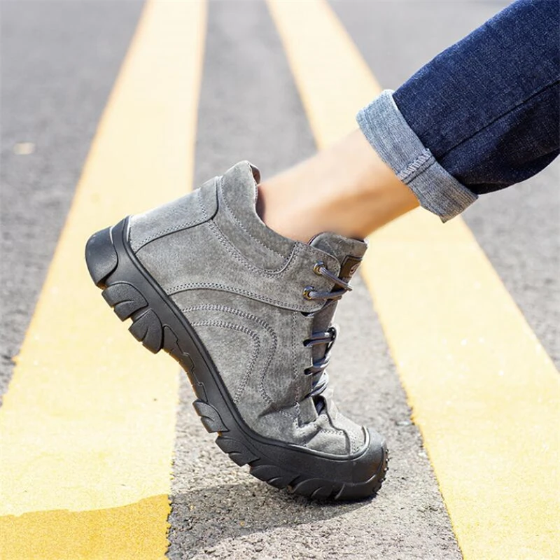 

High Quality Work Shoes Anti-sashing Stab Safety Shoes Winter Velvet Waterproof Men's Shoes Indestructible Genuine Leather Boots