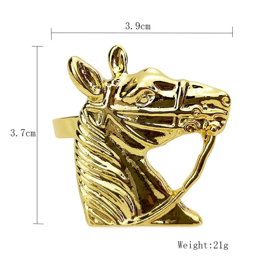 Пряжка для салфеток конская голова Золотое кольцо из сплава Свадебные вечерние