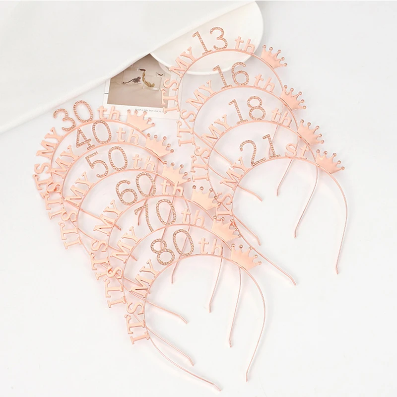 Набор для женщин корона диадема лента на 70 дней рождения розовое золото | Дом и