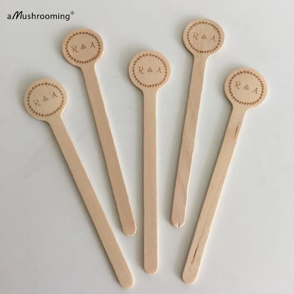 X100 Персонализированные Свадебные Stir Sticks с инициалами насквозь монограмма Винтаж