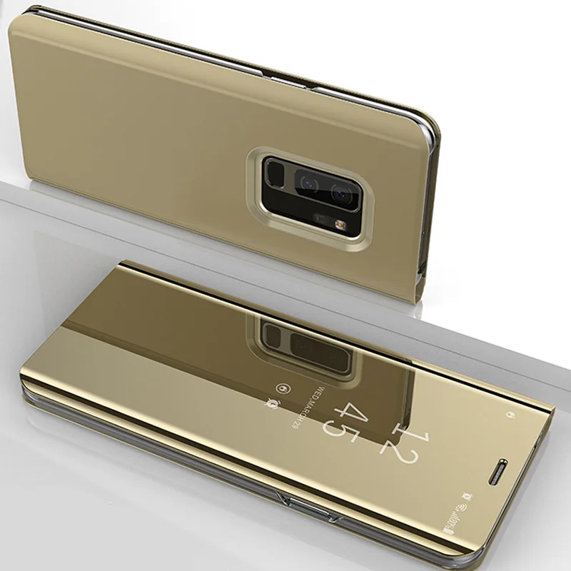 Золотой Чехол s умное зеркало сотовый Чехол для телефона чехол для samsung S10 E S9 S8 S7 S6 Edge Plus Note 10 8 9 5 4 A9 star lite C8 J2 Prime - Цвет: Золотой