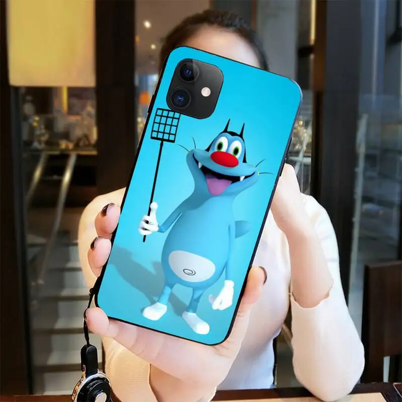 CUTEWANAN Cute cartoon OGGY Cover Black Soft Shell Phone Case for iPhone 11 pro XS MAX 8 7 6 6S Plus X 5S SE 2020 XR case | Мобильные